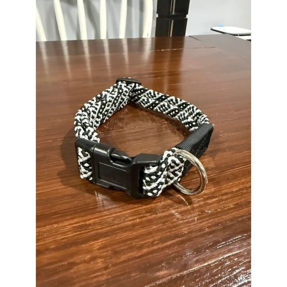 Wilderdog Black White Climbing Rope Dog Collar Adjustable Heavy Duty